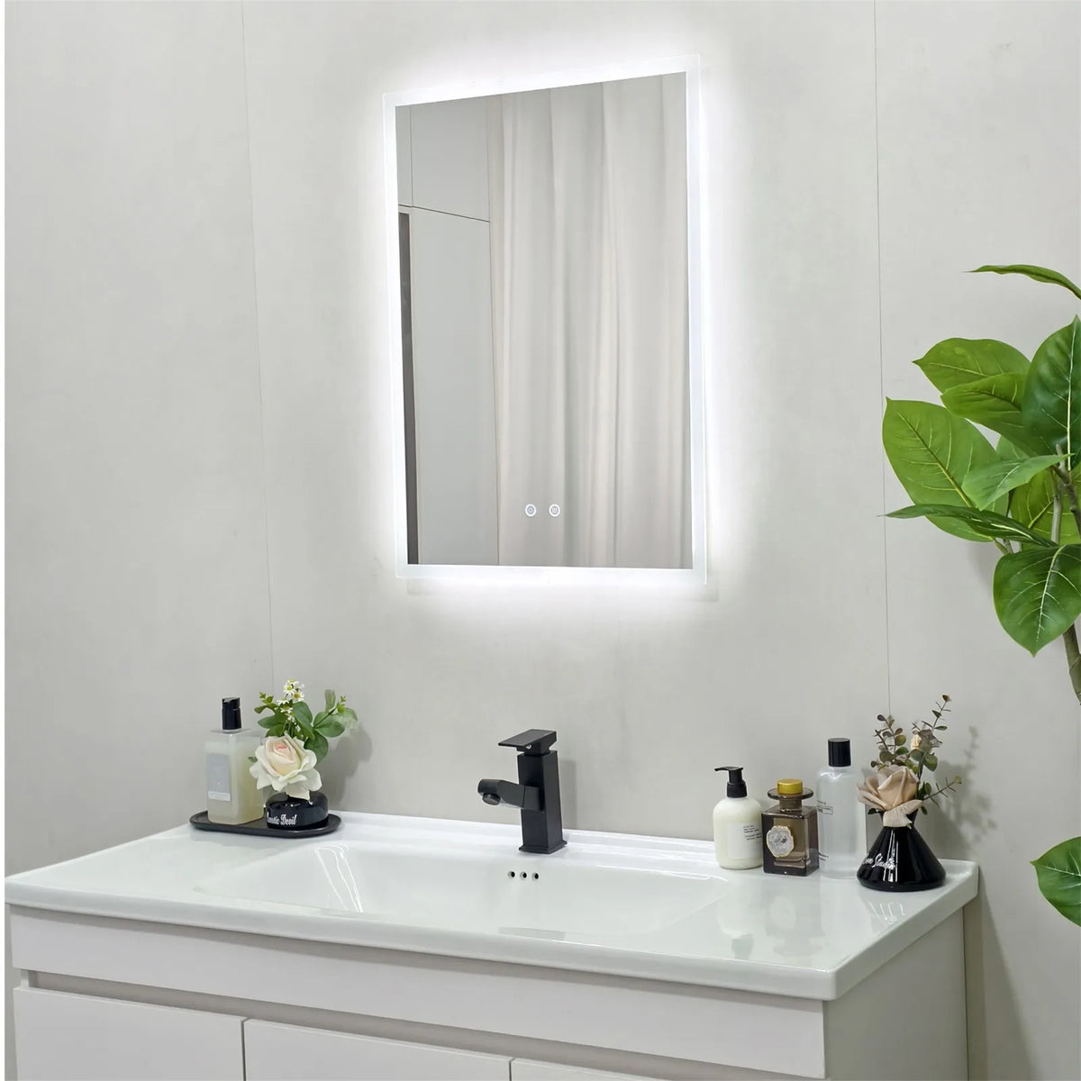 Espejo de baño LED con antivaho y luz tricolor